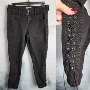 Torrid Lace-Up Black Wash Skinny Jeggings | Women's 10R